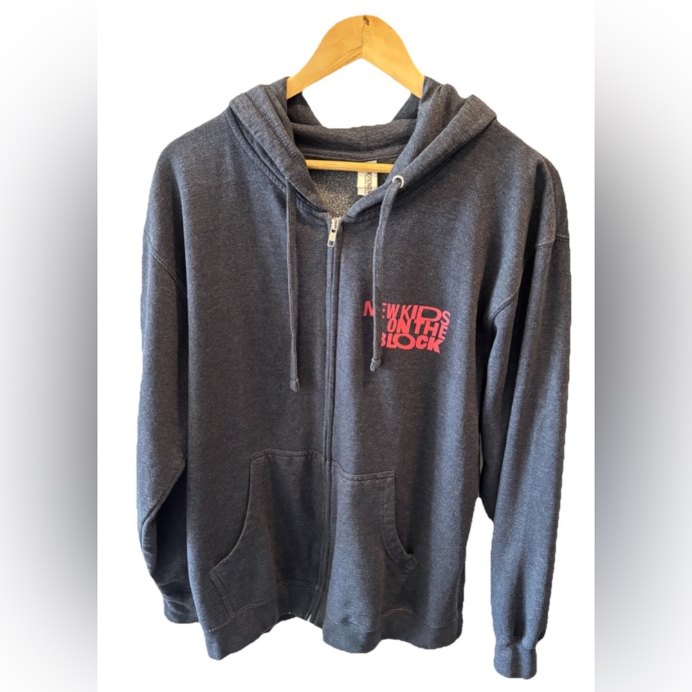 NKOTB New Kids on the Block 2017 Total Package Tour Full Zip Hoodie L Blue Grey